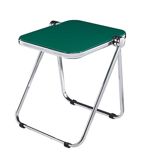 Lawrence Mid-Century Modern Rectangular Folding Side Table in Chrome Finish - Green by Leisuremod