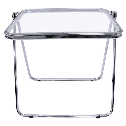 Lawrence Square Folding End Table w/Plastic Top & Iron Frame, Clear by Leisuremod