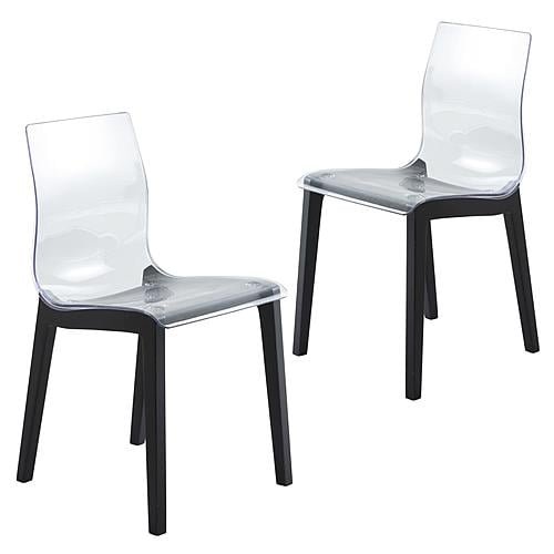 Marsden Modern Dining Side Chair w/Beech Wood Legs (Set of 2) - Black by Leisuremod