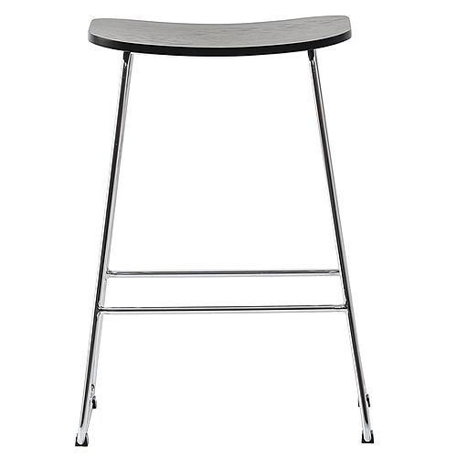 Melrose Modern Wood Counter Stool w/Chrome Frame - Black by LeisureMod