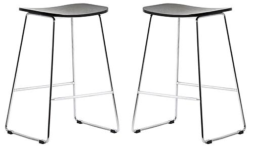 Melrose Modern Wood Counter Stool w/Chrome Frame - Black (Set of 2) by LeisureMod