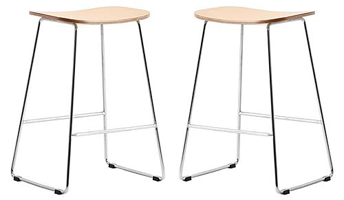 Melrose Modern Wood Counter Stool w/Chrome Frame - Natural (Set of 2) by LeisureMod