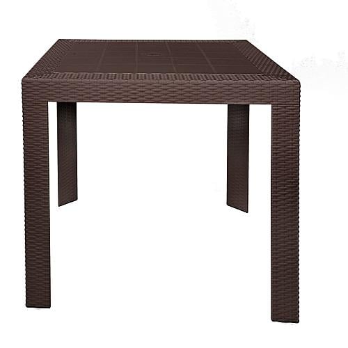 Mace 3-Piece Outdoor Dining Set w/Plastic Square Table & 2 Stackable Chairs - Brown by Leisuremod
