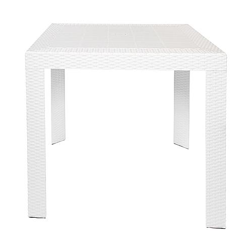 Mace 3-Piece Outdoor Dining Set w/Plastic Square Table & 2 Stackable Chairs - White/Black by Leisuremod