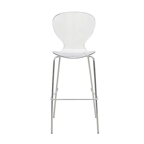 Oyster Acrylic Bar Stool w/Steel Frame in Chrome Finish - Clear by Leisuremod