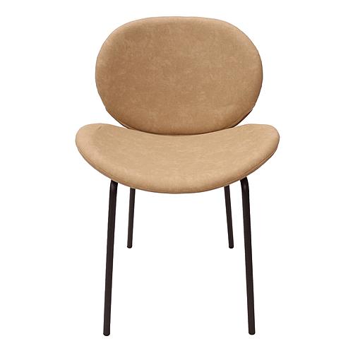 Servos Modern Dining Side Chair w/Upholstered Faux Leather Seat & Powder Coated Iron Frame - Sand Brown by Leisuremod