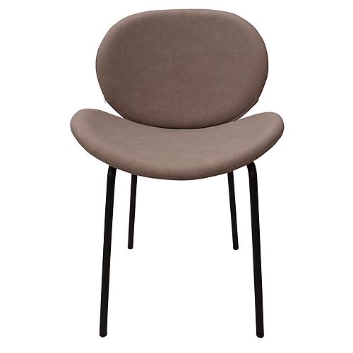 Servos Modern Dining Side Chair w/Upholstered Faux Leather Seat & Powder Coated Iron Frame - Light Grey by Leisuremod