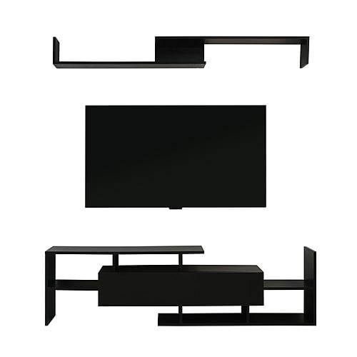 Surrey Modern TV Stand w/MDF Shelves & Bookcase, Ebony by Leisuremod