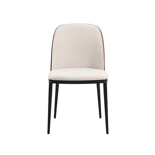 Tule Mid-Century Modern Fabric Dining Side Chair - Walnut/Beige by Leisuremod