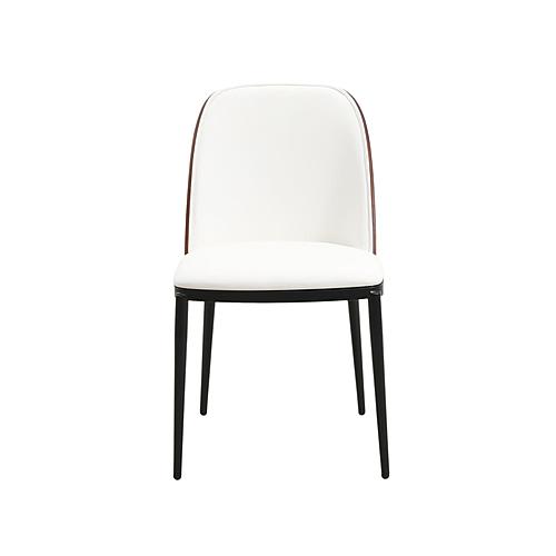 Tule Mid-Century Modern Fabric Dining Side Chair - Walnut/White by Leisuremod