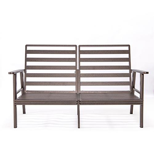 Walbrooke Modern Outdoor Patio Loveseat w/Brown Aluminum Frame & Removable Cushions - Charcoal by Leisuremod