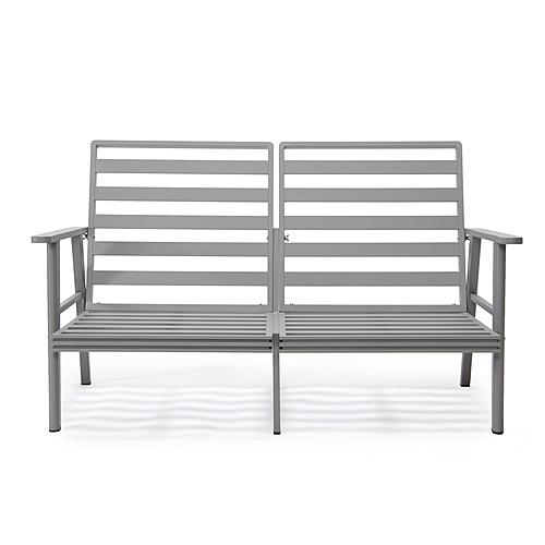 Walbrooke Modern Outdoor Patio Loveseat w/Gray Aluminum Frame & Removable Cushions - Navy Blue by Leisuremod