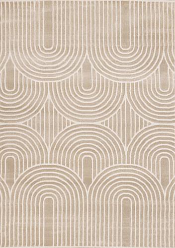 Leo Cream Beige Modern Geometric Arches Pattern Rug by Kalora