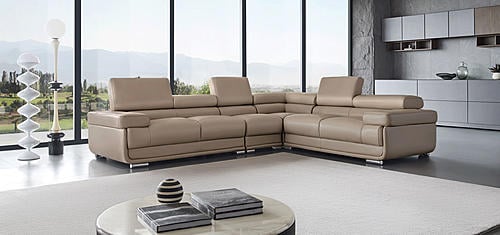 2119 Sectional in Cream Leather by ESF