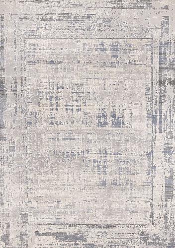 Luca Grey White Blue Distressed Border Rug by Kalora