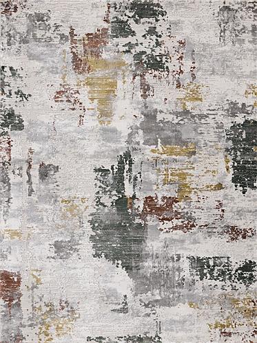 Luca Grey White Red Yellow Green Abstract Design Rug by Kalora