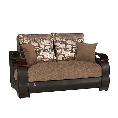 Metroplex Brown Chenille Convertible Loveseat by Casamode