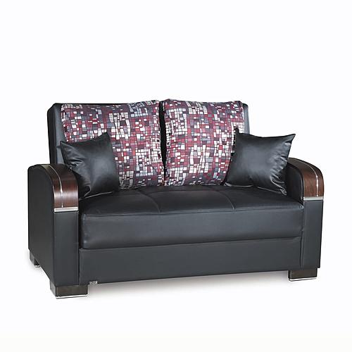 Mobimax Black PU Leatherette Convertible Loveseat by Casamode