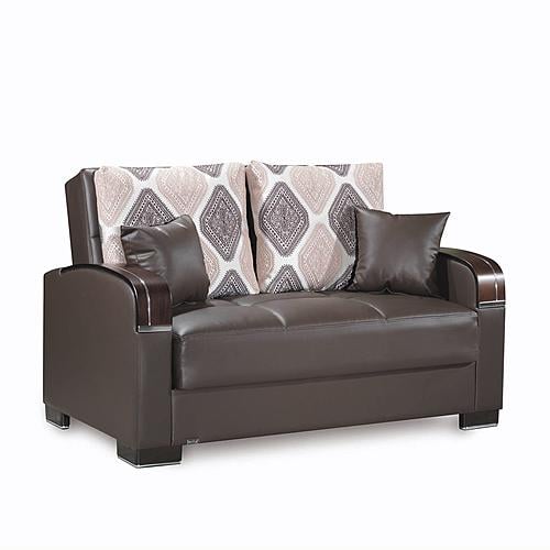 Mobimax Brown PU Leatherette Convertible Loveseat by Casamode