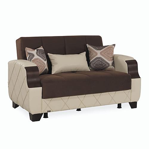 Molina Dark Brown/Cream Convertible Loveseat by Casamode