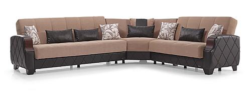 Molina Lyon Brown Sectional Sofa Sleeper by Casamode