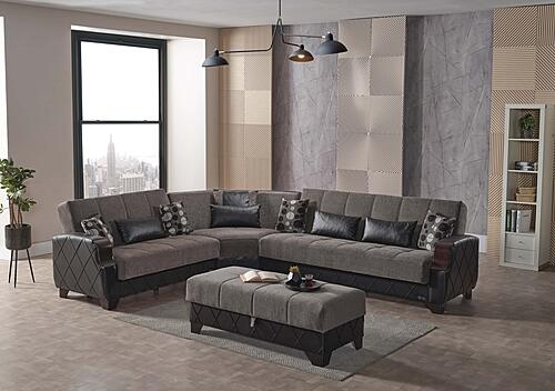 Molina Floket Gray Sectional Sofa Sleeper by Casamode