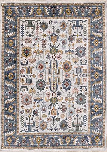 Marisa Cream Modern Tribal Inspired Border Rug by Kalora