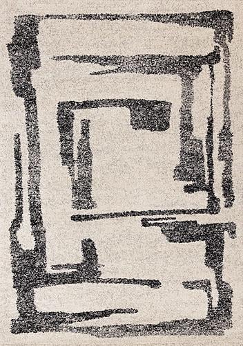 Marquis White Black Distressed Marker Lines Design Rug by Kalora