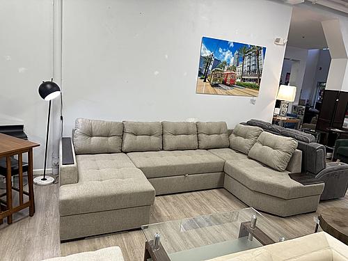 [Floor Sample] Mega Albury Corner Sectional Sofa Sleeper Chicago 09 (Dark Beige) by Prestige Furnishings