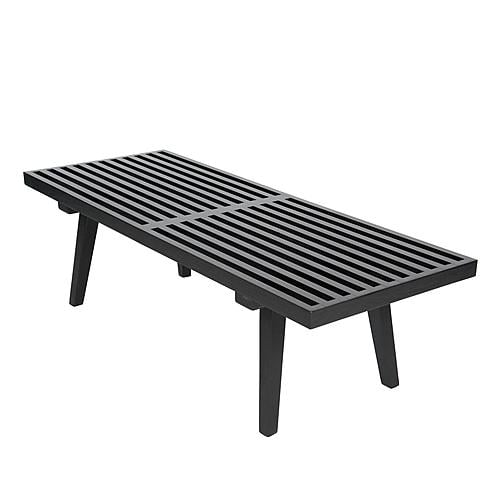 Inwood Mid-Century Black Platform Bench - 4 Feet by LeisureMod