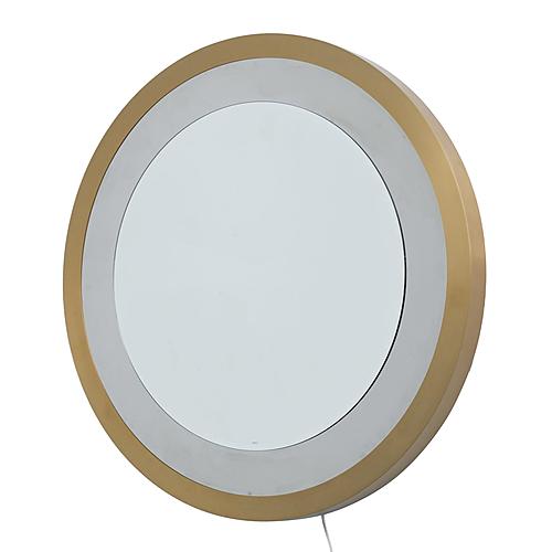 Starfall Vanishing Infinity LED Round Wall Mirror - Brass by Nova of California