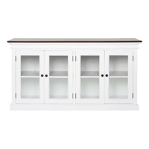 Halifax Accent Display Buffet w/4 Glass Doors in White & Brown by Novasolo