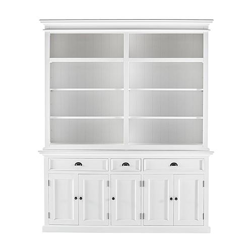 Halifax Hutch Bookcase 5 Doors 3 Drawers, Classic White by Novasolo