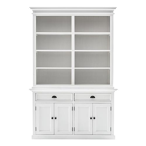 Halifax Buffet Hutch Unit with 8 Shelves, Classic White by Novasolo