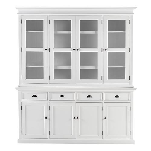 Halifax Buffet Hutch Unit w/4 Glass Doors in White by Novasolo