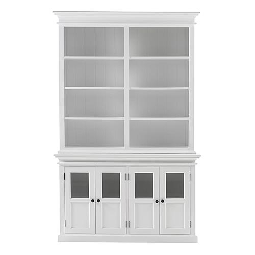 Halifax Hutch Unit w/4 Glass Doors in White by Novasolo
