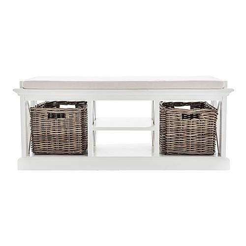 Halifax Bench & Basket Set, Classic White by Novasolo