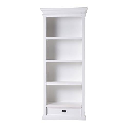 Halifax Bookcase with 1 Drawer, Classic White by Novasolo
