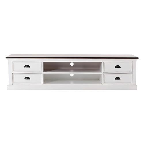 Halifax Accent Large ETU with 4 drawers, White Distress & Deep Brown by Novasolo