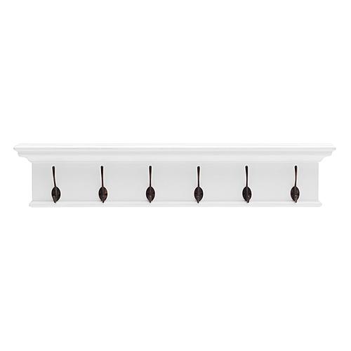 Halifax 6 Hook Coat Rack, Classic White by Novasolo