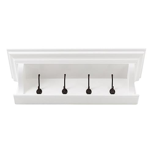 Halifax 4 Hook Coat Rack 70cm, Classic White by Novasolo