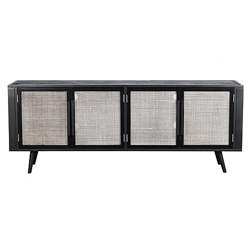 Nordic Mindi Rattan TV Dresser 4 Doors, Nordic Black by Novasolo