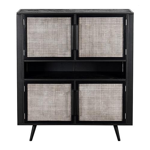 Nordic Mindi Rattan Buffet 4 Doors, Nordic Black by Novasolo