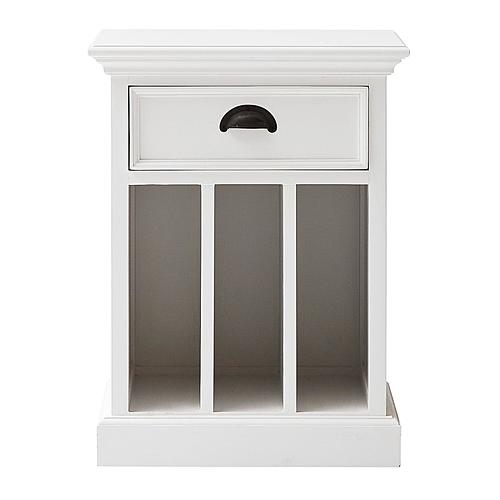 Halifax Bedside Table with Dividers, Classic White by Novasolo