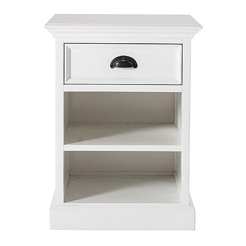 Halifax Bedside Table with Shelves, Classic White by Novasolo