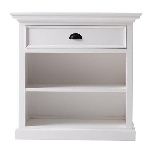 Halifax Grand Bedside Table with Shelves, Classic White by Novasolo