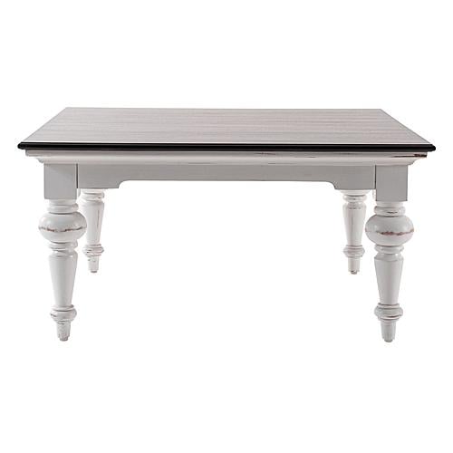 Provence Accent Square Coffee Table, White Distress & Deep Brown by Novasolo