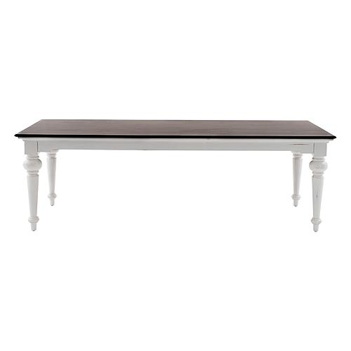 Provence Accent Dining Table 240, White Distress & Deep Brown by Novasolo