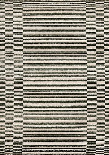 Nala Green Cream Striped Rows Pattern Rug by Kalora