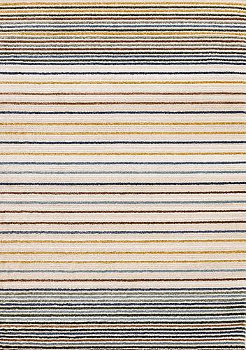 Nala Cream Yellow Oxblood Green Blue Striped Rug by Kalora